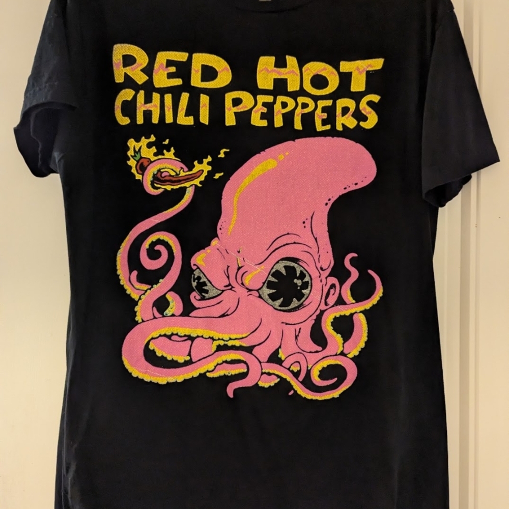 Black Graphic T-Shirt with Pink Octopus Design